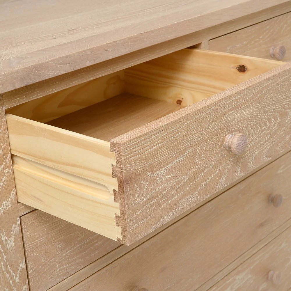 INGLESHAM WHITEWASH OAK 7 Drawer Chest Quality Furniture Clearance Ltd