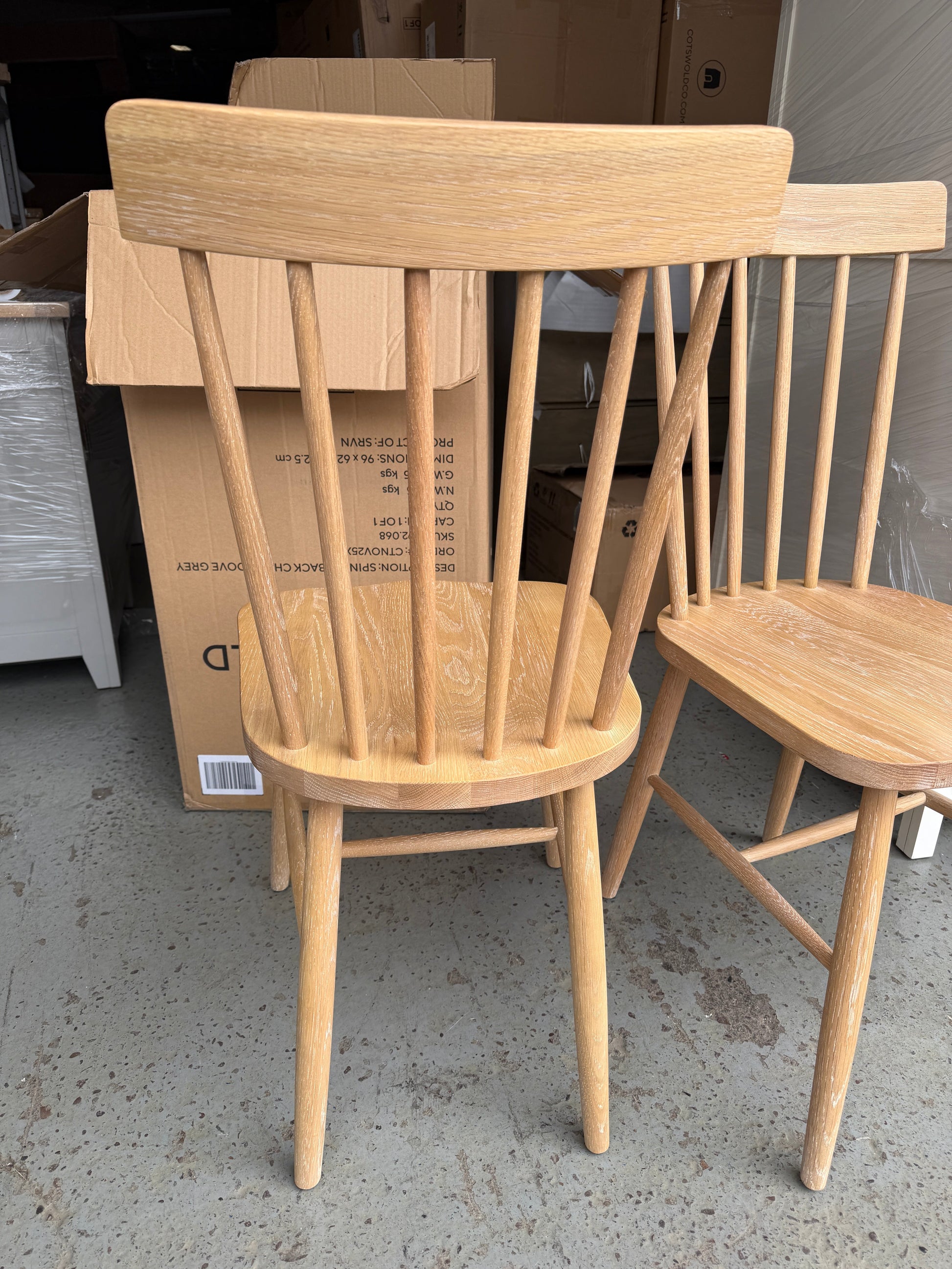 INGLESHAM WHITEWASH OAK Spindleback Chair (Set of two) Quality Furniture Clearance Ltd