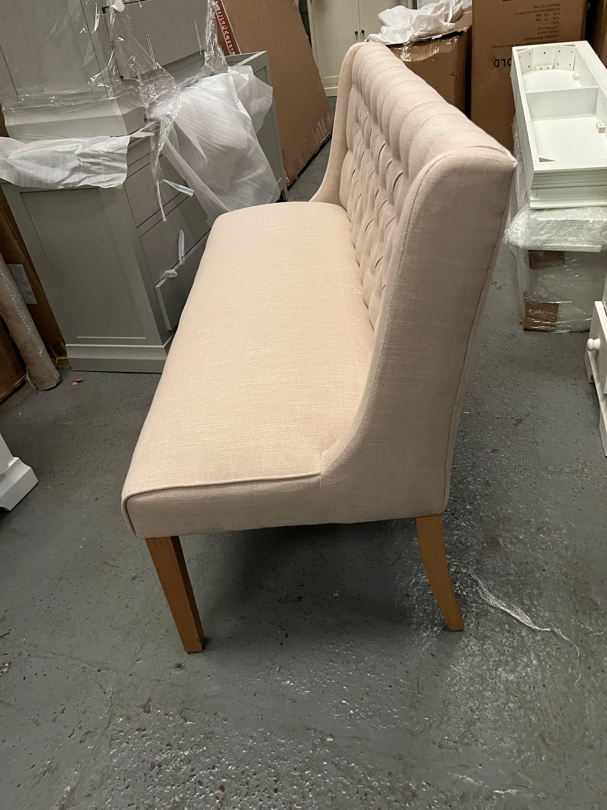 PADSTOW
Low Back Buttoned Bench - Stone Quality Furniture Clearance Ltd