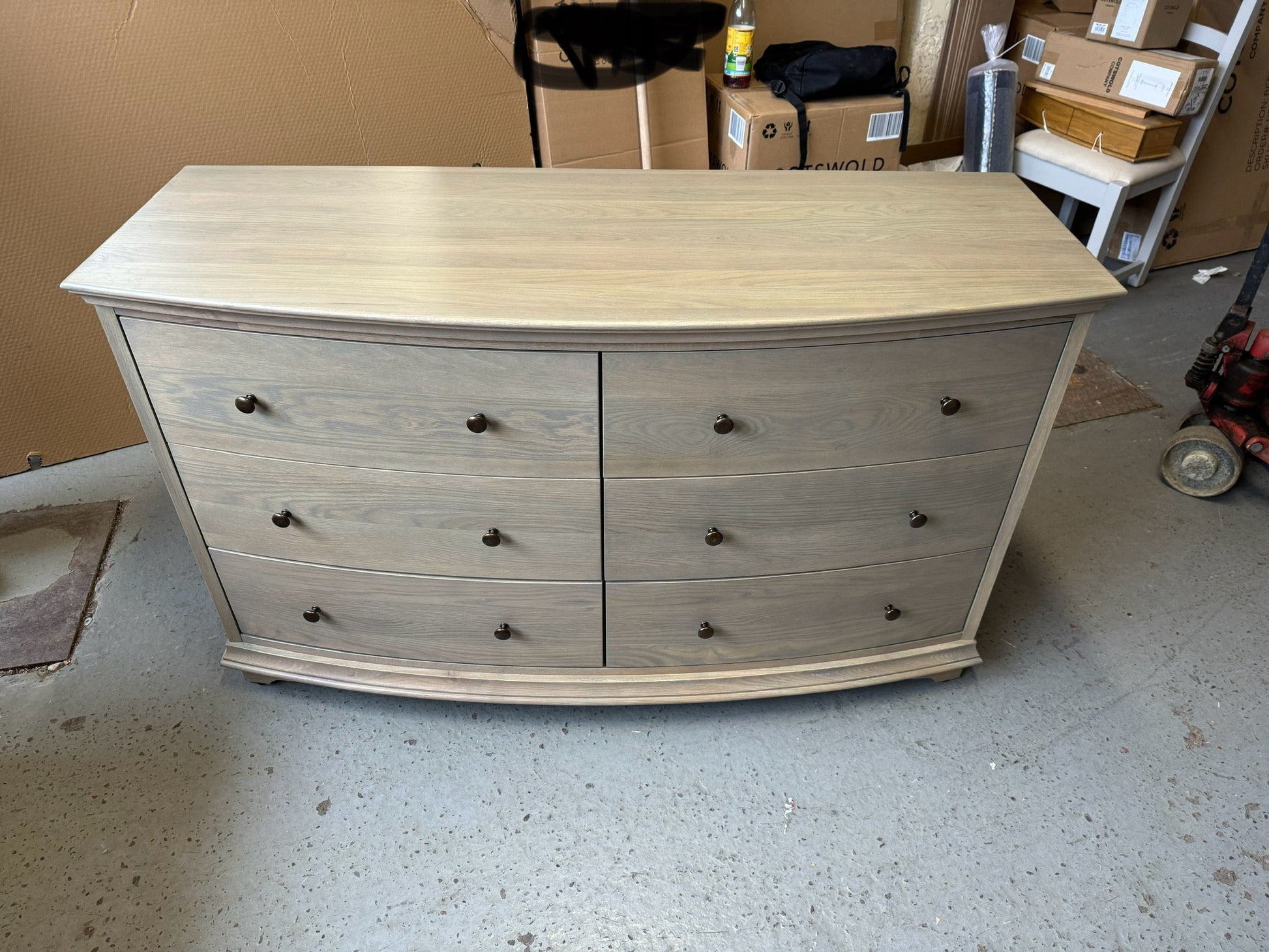 Winchcome Smoked Oak Low and Wide 6 Drawer Chest Quality Furniture Clearance Ltd