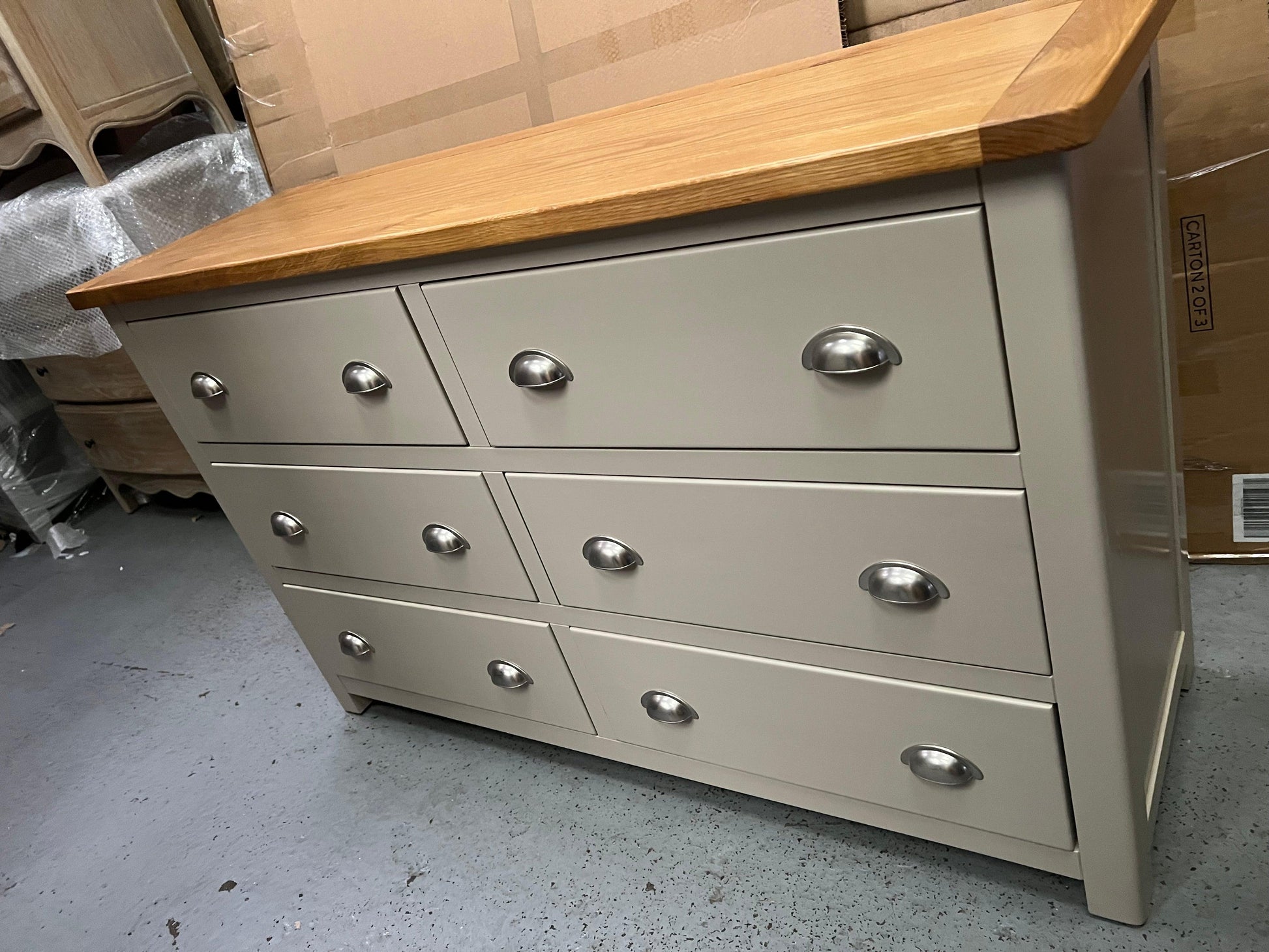 LUNDY STONE
6 Drawer Wide Chest Quality Furniture Clearance Ltd