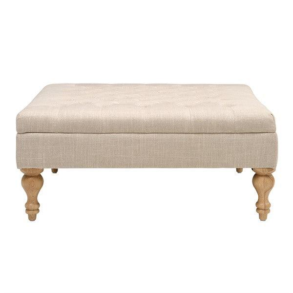 CLOVER Buttoned Coffee Table - Stone Linen Quality Furniture Clearance Ltd