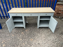 Load image into Gallery viewer, Chester Dove Grey Double Pedestal Desk furniture delivered 
