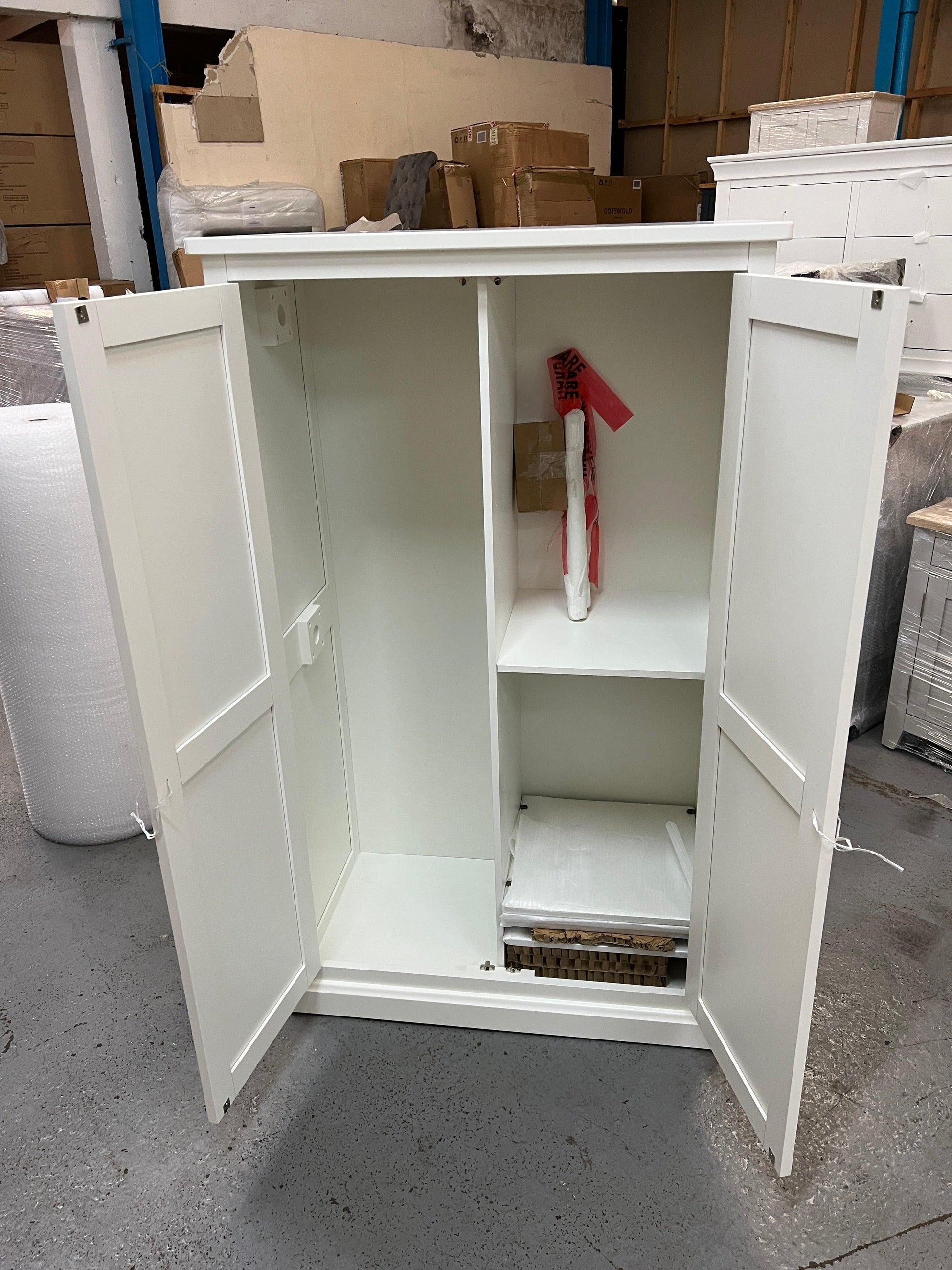Littleton Warm White Painted Double Wardrobe Quality Furniture Clearance Ltd