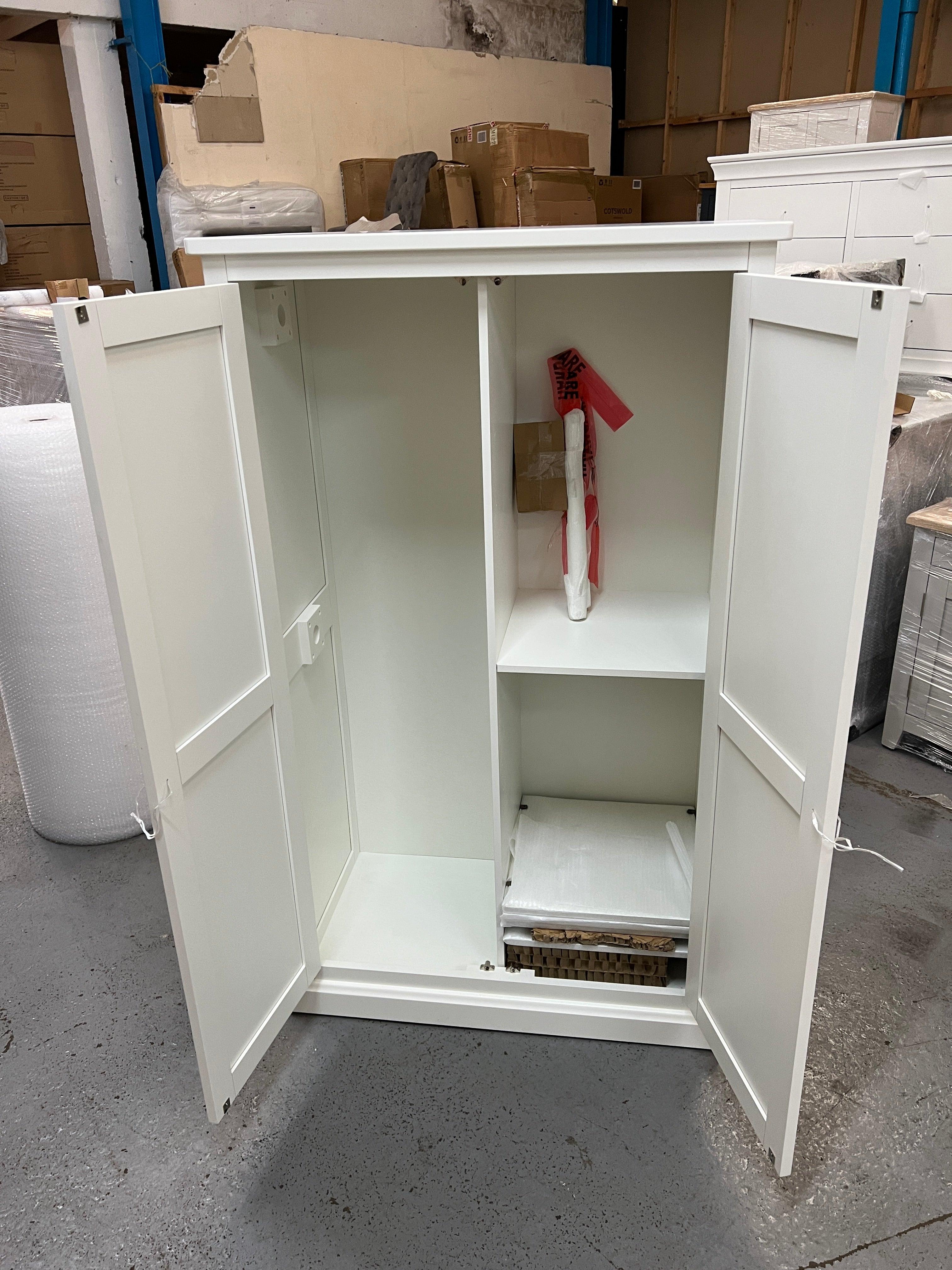 Littleton Warm White Painted Double Wardrobe Quality Furniture Clearance Ltd