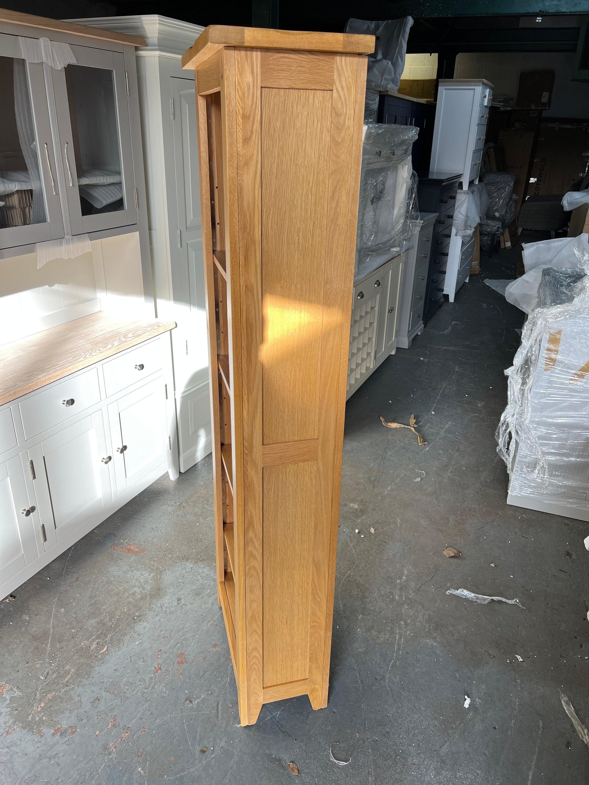 Oakland Rustic Oak New Tall Slim Bookcase Quality Furniture Clearance Ltd