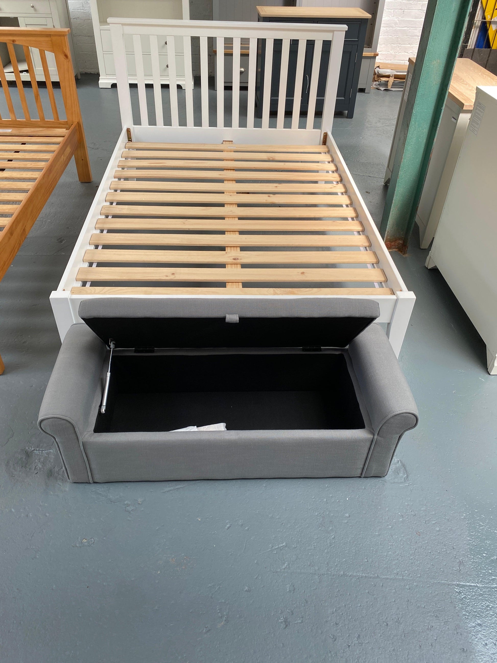 Winged Blanket Box - Grey Linen furniture delivered 
