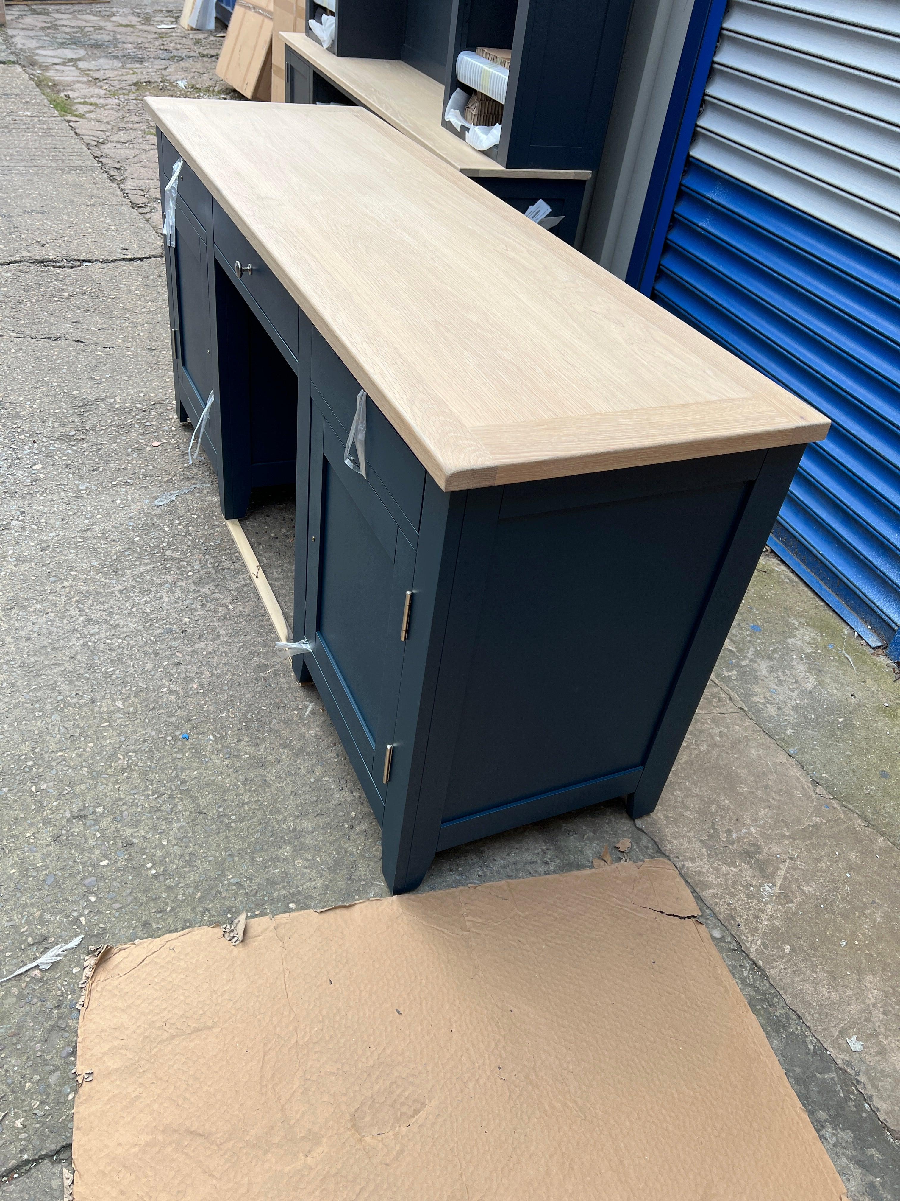 CHESTER MIDNIGHT BLUE Double Pedestal Desk Quality Furniture Clearance Ltd