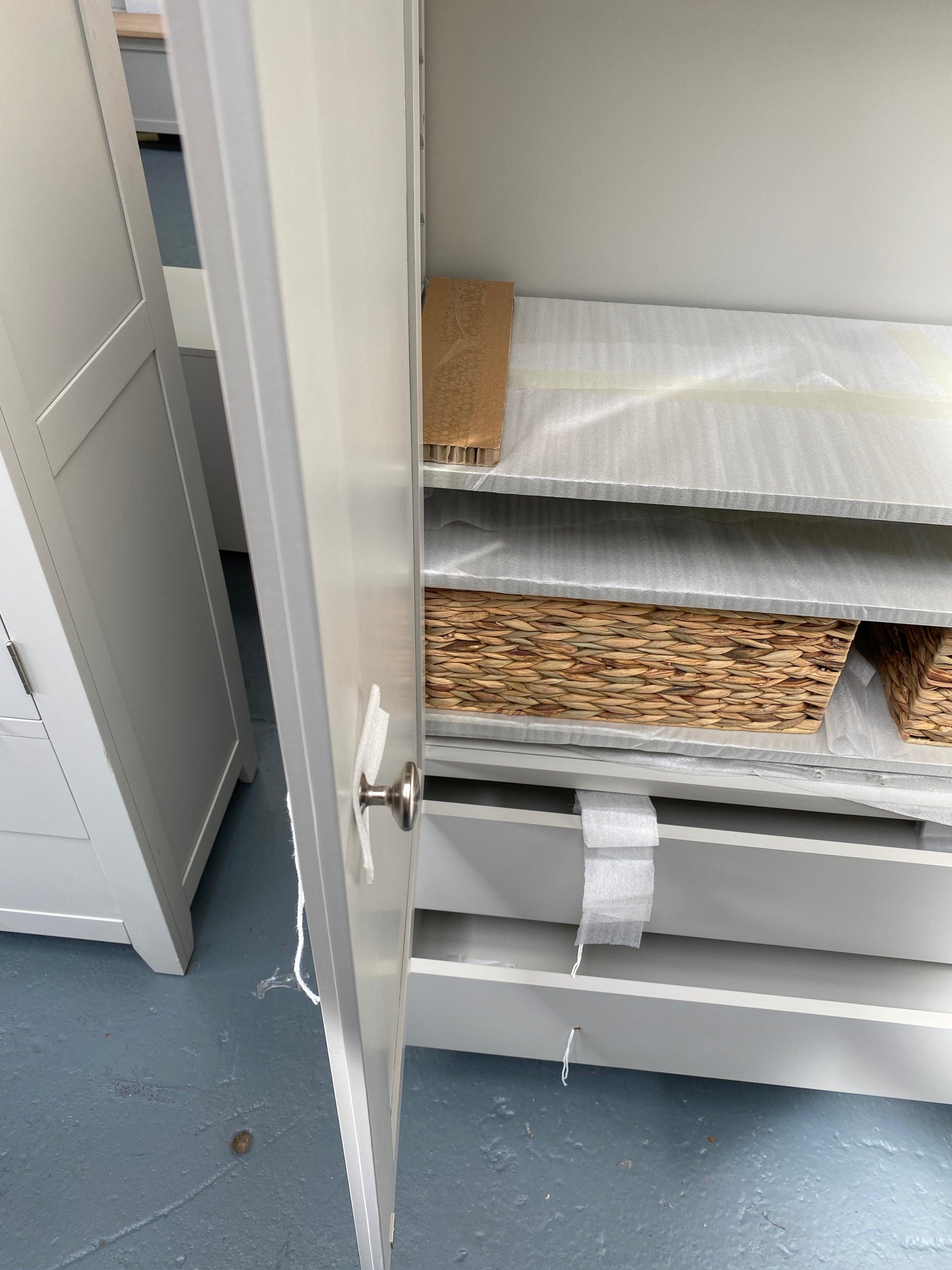 Chester Dove Grey Grand Storage Cupboard/Larder furniture delivered 