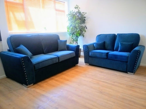 AMY 3S + 2S – VELVET BLUE (PEACOCK) furniture delivered 