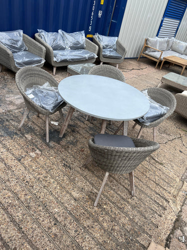 CERNEY Dining Set - Round Table and 4 Chairs Quality Furniture Clearance Ltd