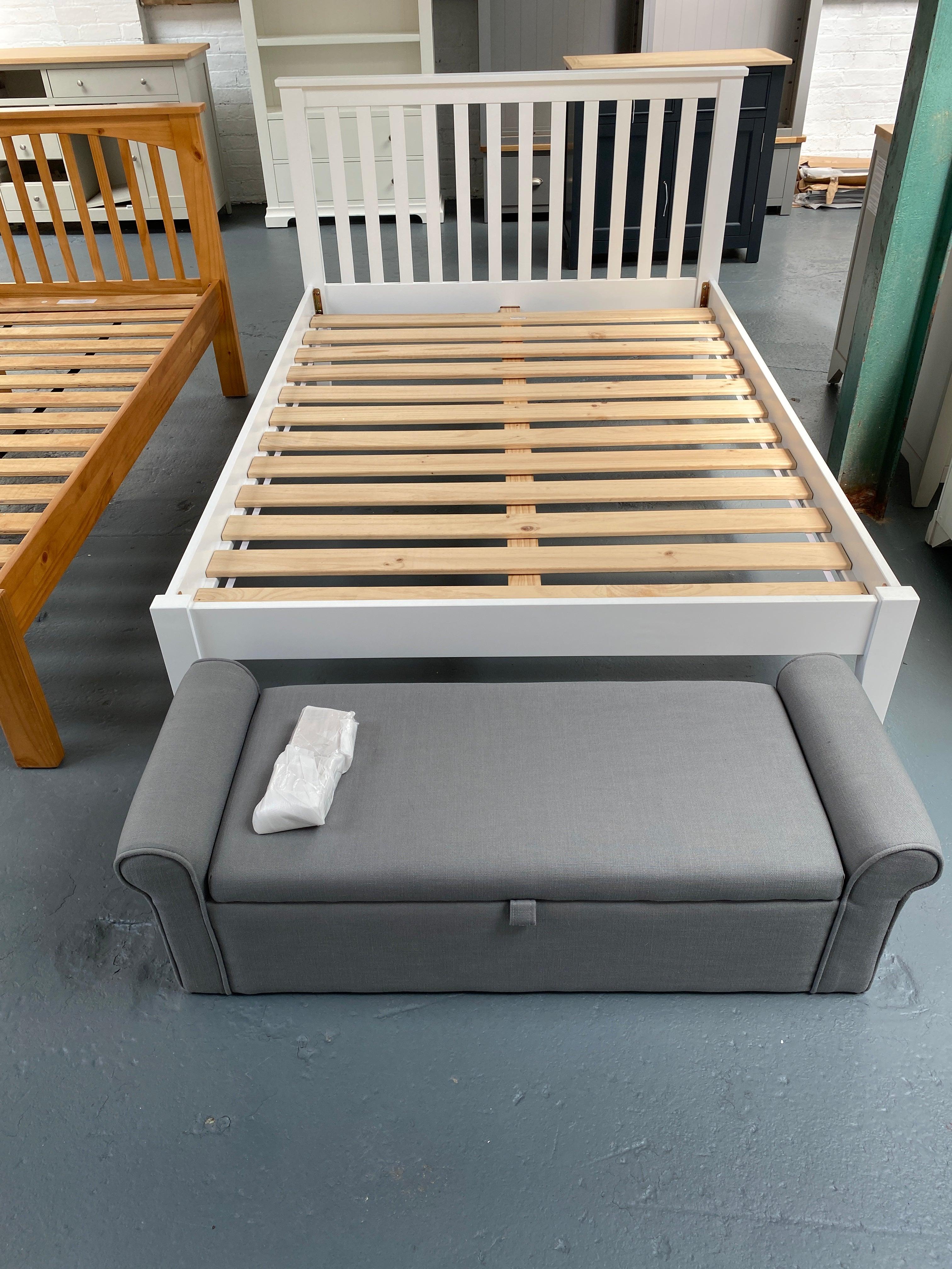 Winged Blanket Box - Grey Linen furniture delivered 