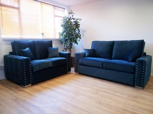 MILAN – 3S2S – VELVET BLUE (PEACOCK) furniture delivered 