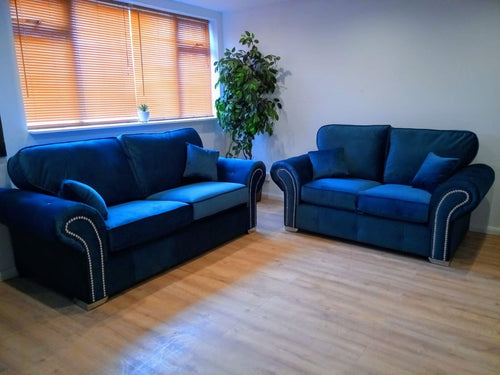OAKLAND 3 + 2 – BLUE VELVET (PEACOCK) furniture delivered 