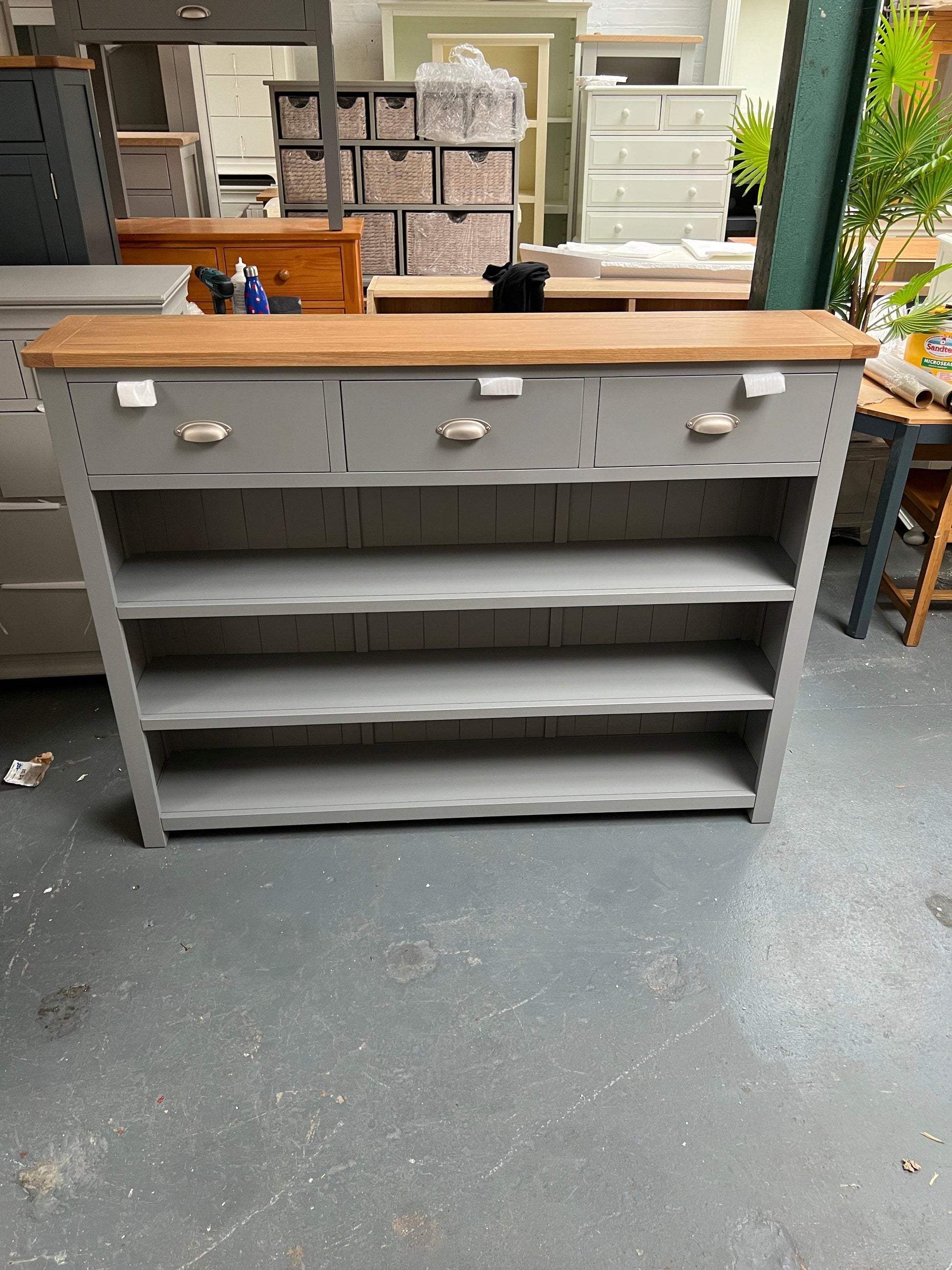 Sussex Storm Grey Tall and Wide Bookcase Quality Furniture Clearance Ltd