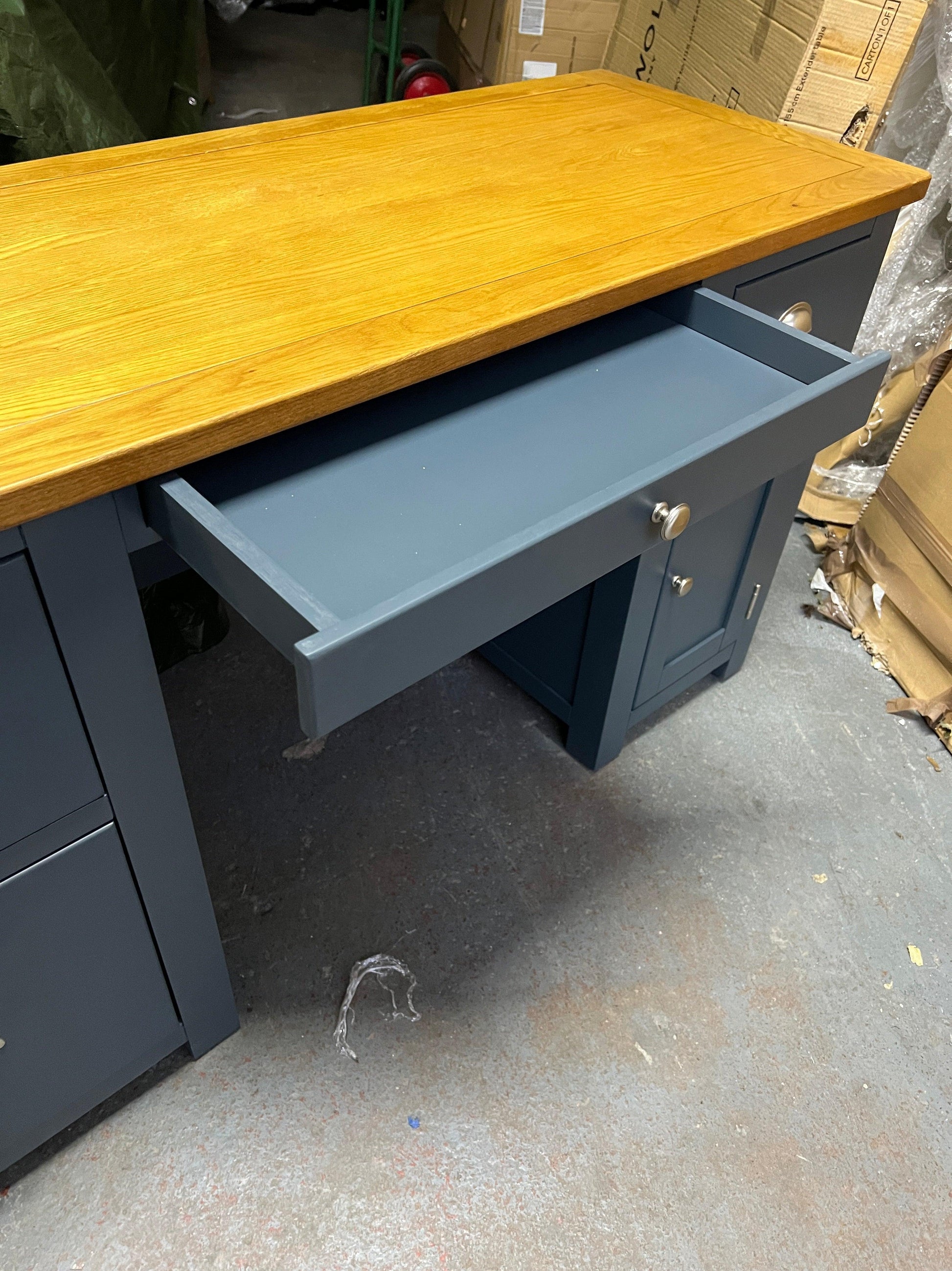 Westcote Inky Blue Double Pedestal Desk Quality Furniture Clearance Ltd