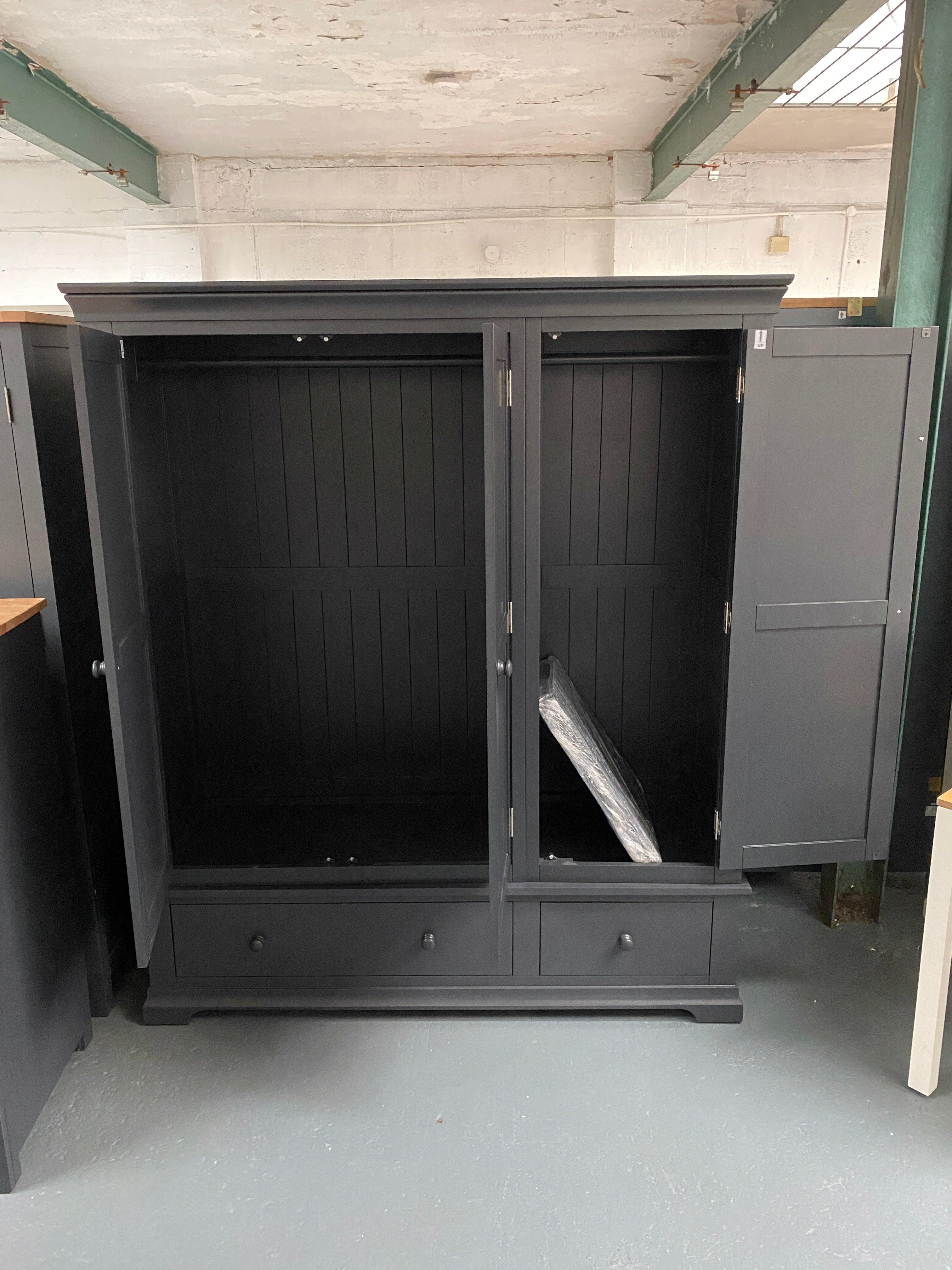 Chantilly Dusky Black Triple Wardrobe Quality Furniture Clearance Ltd