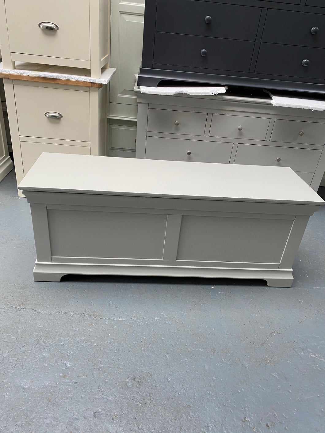 Pebble Grey Wide Blanket Box. - furniture delivered 