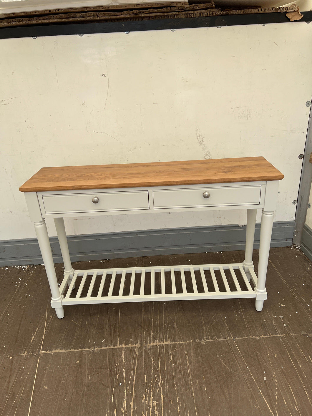 Elkstone Pale Grey Console Table furniture delivered 