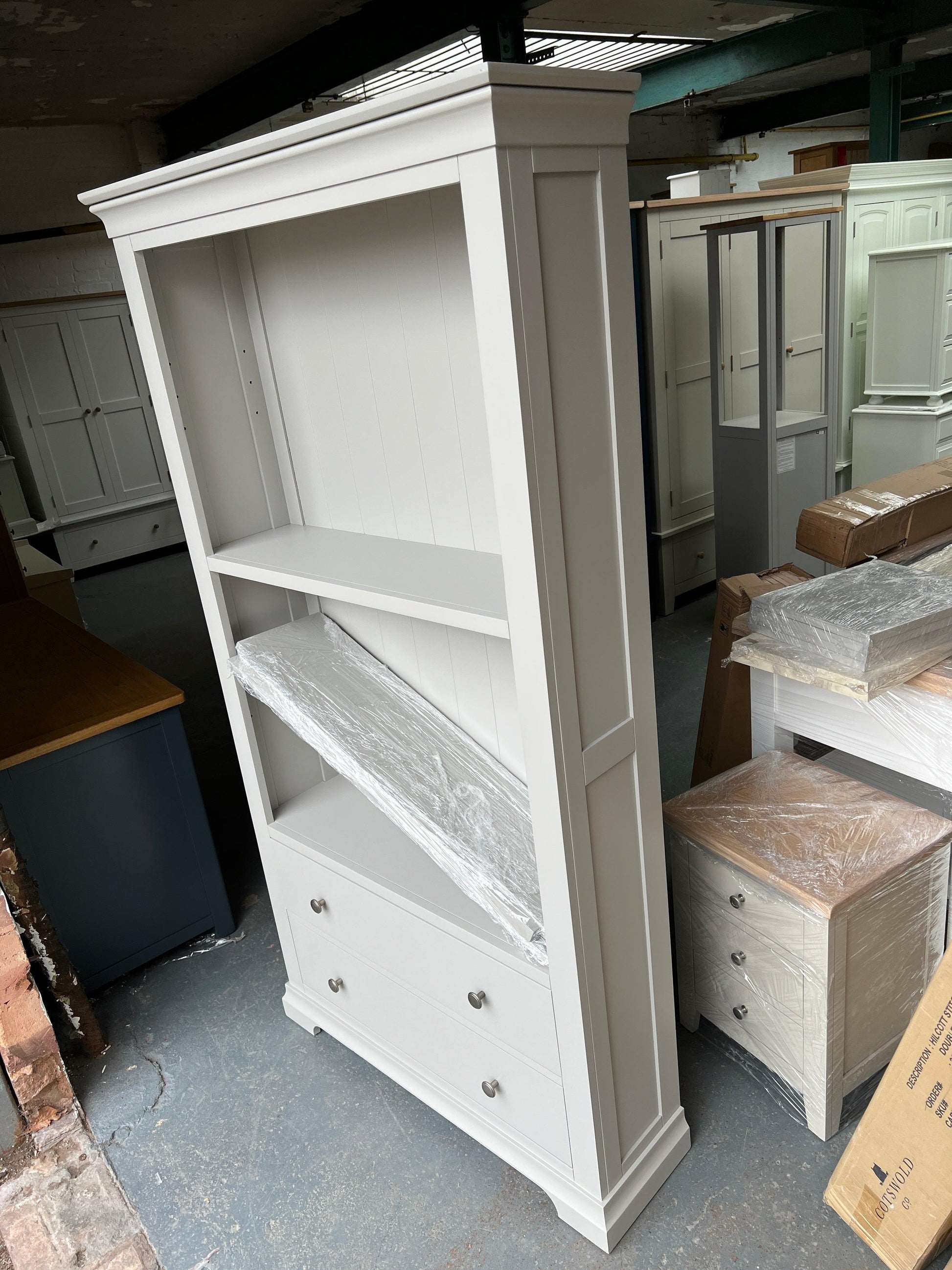 Pebble Grey Large Bookcase furniture delivered 