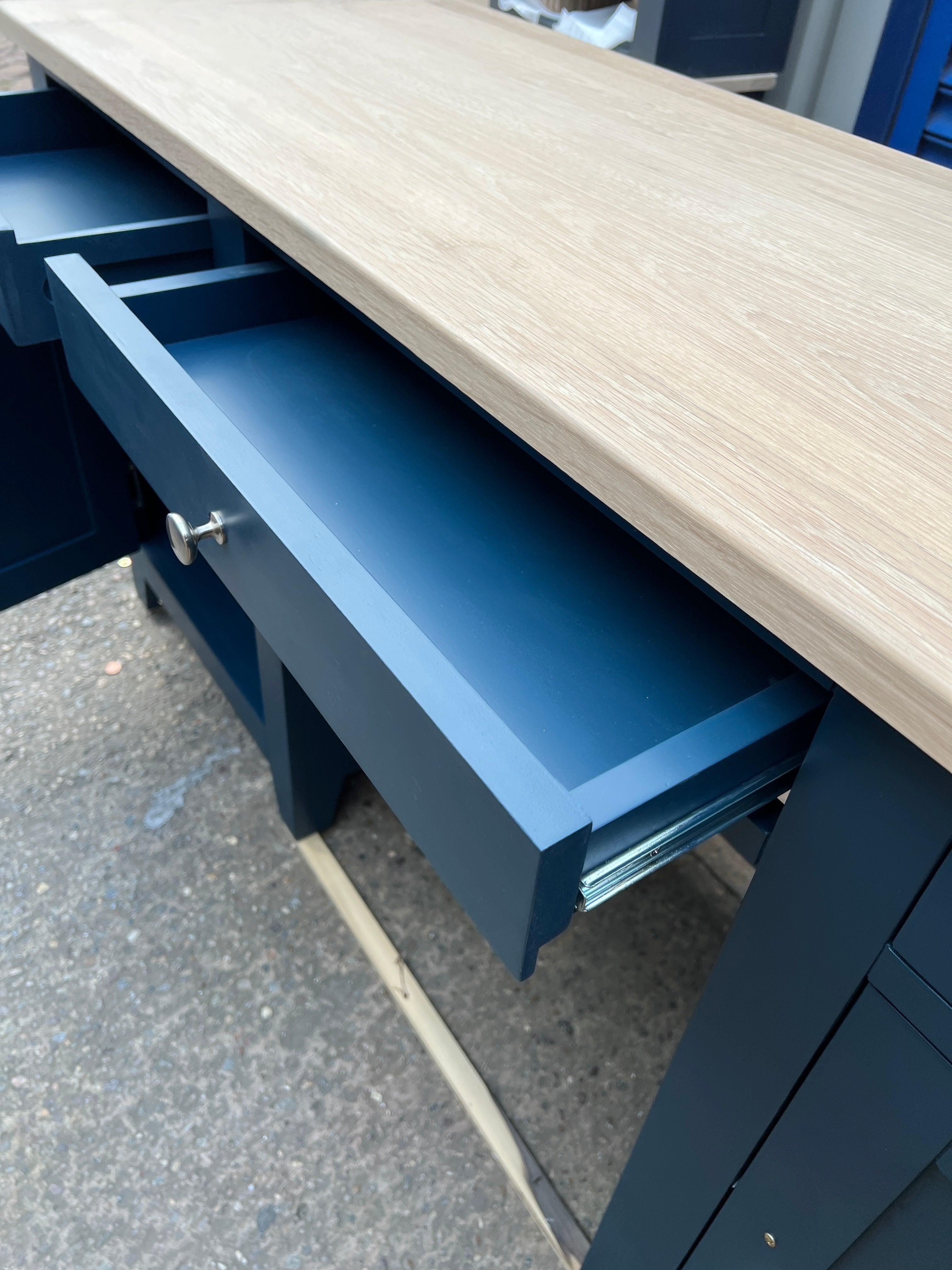CHESTER MIDNIGHT BLUE Double Pedestal Desk Quality Furniture Clearance Ltd