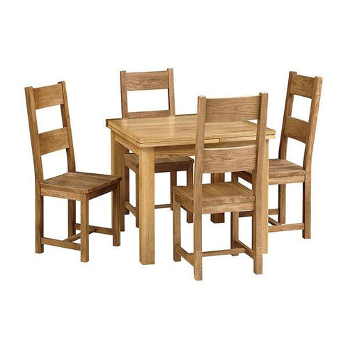 Oakland Rustic Oak Oakland 90cm-155cm Ext. Table and 4 Ladderback Chairs Quality Furniture Clearance Ltd