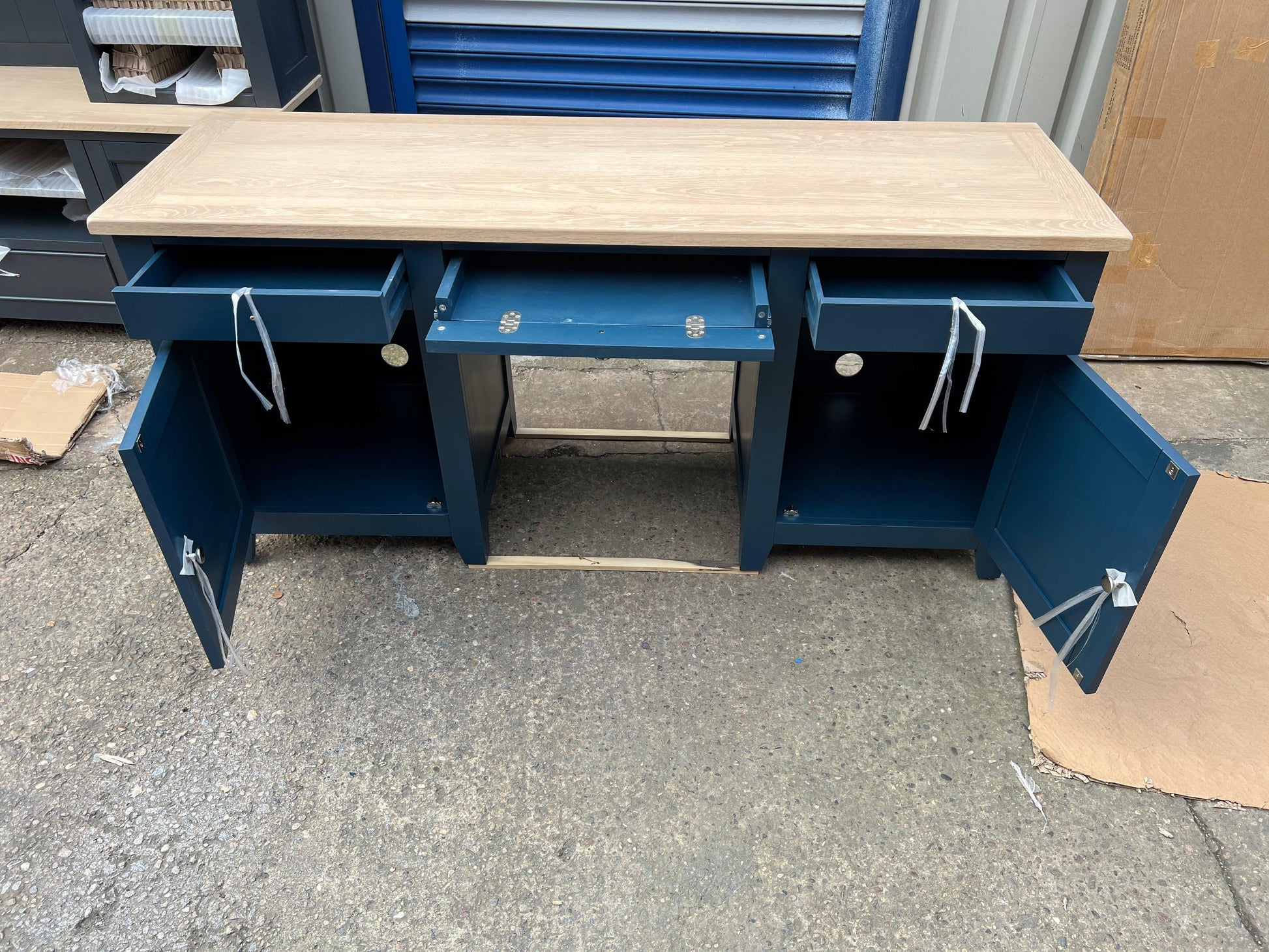 CHESTER MIDNIGHT BLUE Double Pedestal Desk Quality Furniture Clearance Ltd