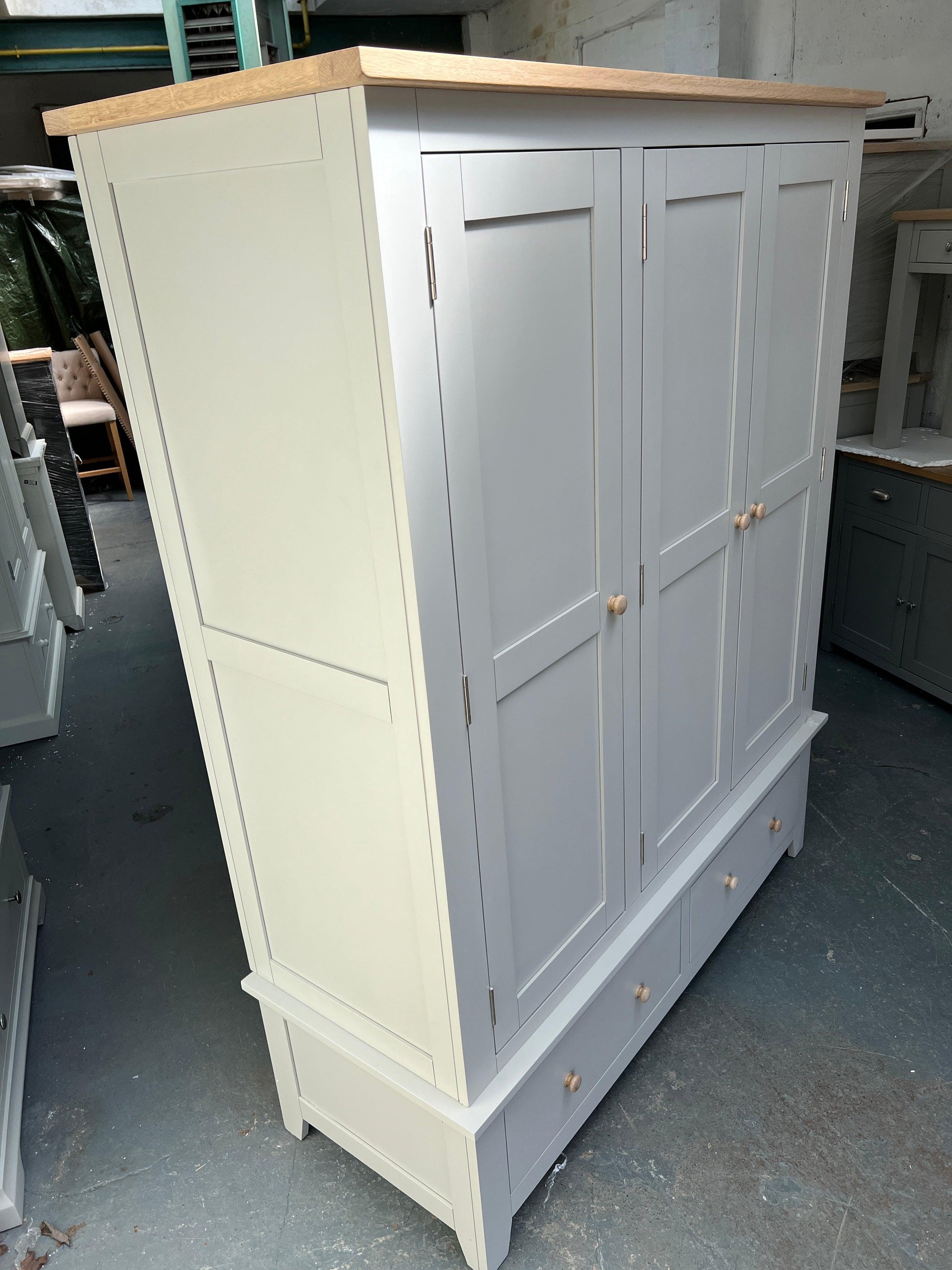 Chester Dove Grey Triple Wardrobe furniture delivered 