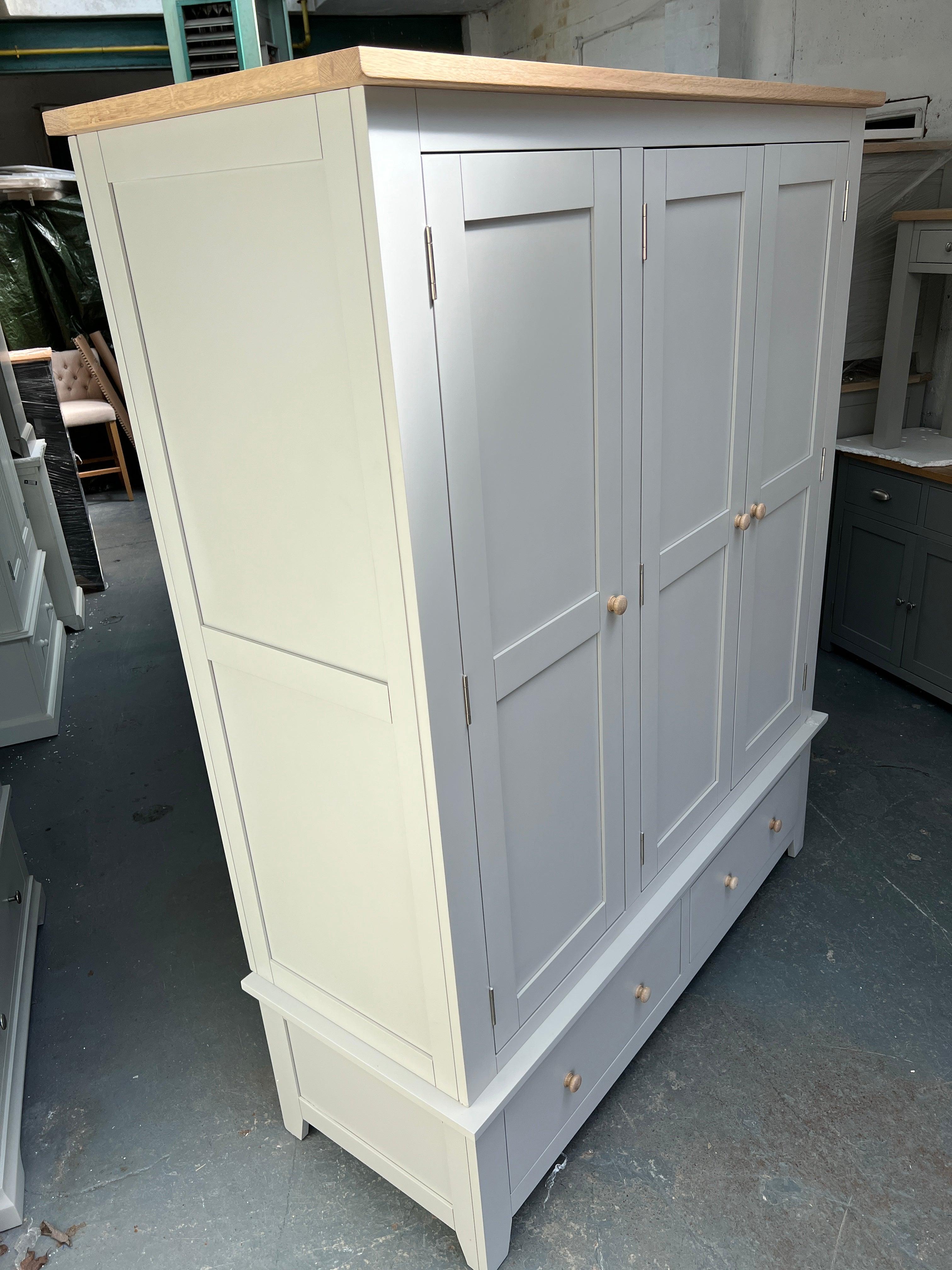 Chester Dove Grey Triple Wardrobe furniture delivered 
